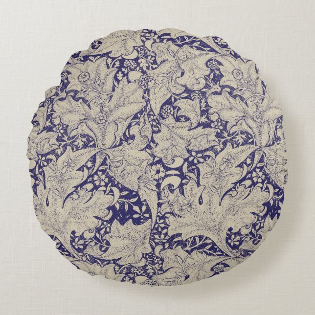 Almofada Redonda William Morris Wallflower Blue damask (Frente)