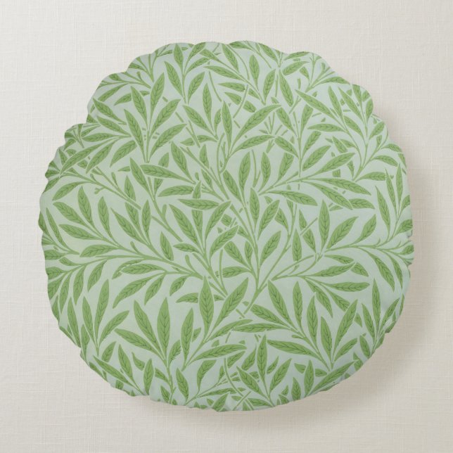 Almofada Redonda William Morris Willow Flower Classic Green (Frente)