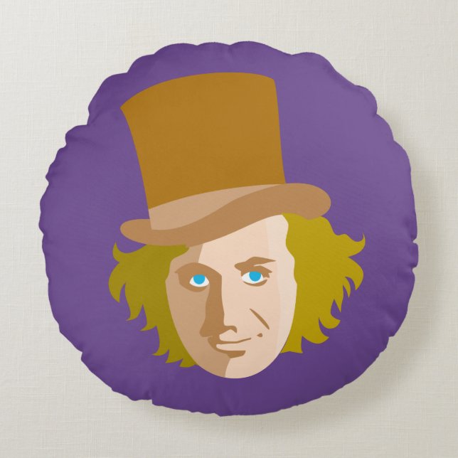 Almofada Redonda Willy Wonka Stenciled Face Graphic (Frente)