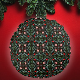 Almofada Redonda Winters Snowflakes, Poinsettias, Cardinhos