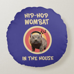 Almofada Redonda Wombat de Hip-hop Engraçado em Casa