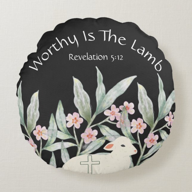 Almofada Redonda Worthy Is The Lamb Round Throw Pillow (Frente)