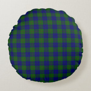 Almofada Redonda xadrez azul verde tartan Barclay