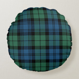 Almofada Redonda Xadrez Clã Campbell Tartan Green Blue Verificaç