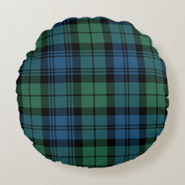 Almofada Redonda Xadrez Clan Campbell Tartan Green Blue Check