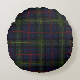 Almofada Redonda Xadrez Clan Malcolm Purple Green Checkered Tartan