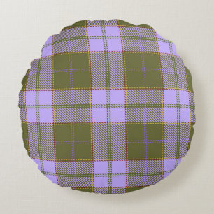 Almofada Redonda Xadrez de Tartan verde e roxo - Scottish Seamless