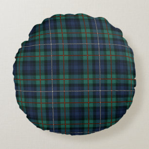 Almofada Redonda Xadrez Tartan Green Purple Rustic Clan Robertson
