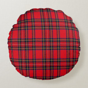 Almofada Redonda Xadrez vermelha de Stewart tartan