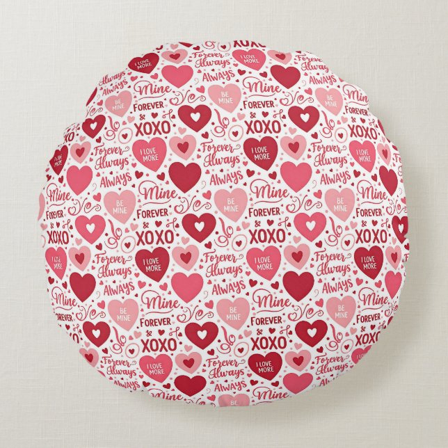 Almofada Redonda XOXO & Always Be Mine Valentine  (Frente)