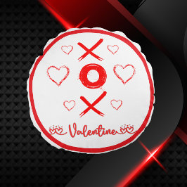 Almofada Redonda XOXO dia de os namorados com Corações em Vermelho 