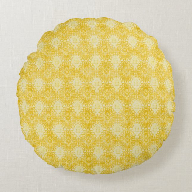 Almofada Redonda Yellow Lemon Pattern, Modern, Trendy (Frente)