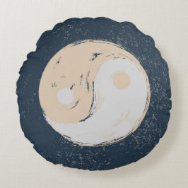 Almofada Redonda Yin Yang Black e Tan Round Travesseiro