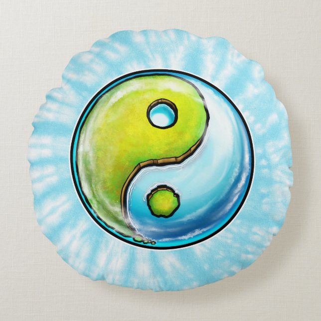 Almofada Redonda Yin-Yang Earth Tie-Dye (Frente)