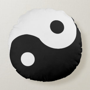 Almofada Redonda Yin Yang - Preto e Branco personalizáveis