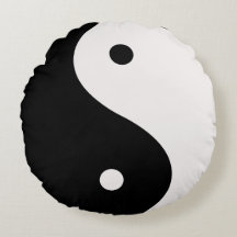 Yin Yang Travesseiro decorativo preto branco redon