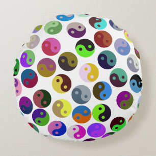 Almofada Redonda Ying Yang Pattern Colorido