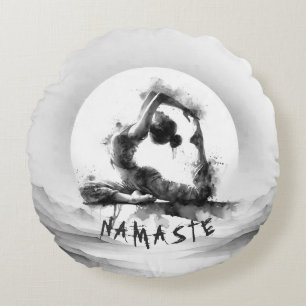 Almofada Redonda Yoga Reiki Pigeon Pose Watercolor, Rei Pigeon Com