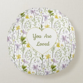 Almofada Redonda You Are Loved Floral Heart 