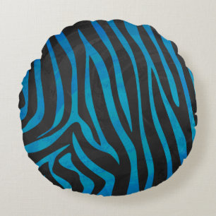 Almofada Redonda Zebra Black e Blue Impressão