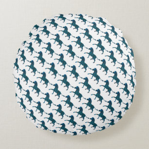 Almofada Redonda Zebra Black e Blue Silhouette