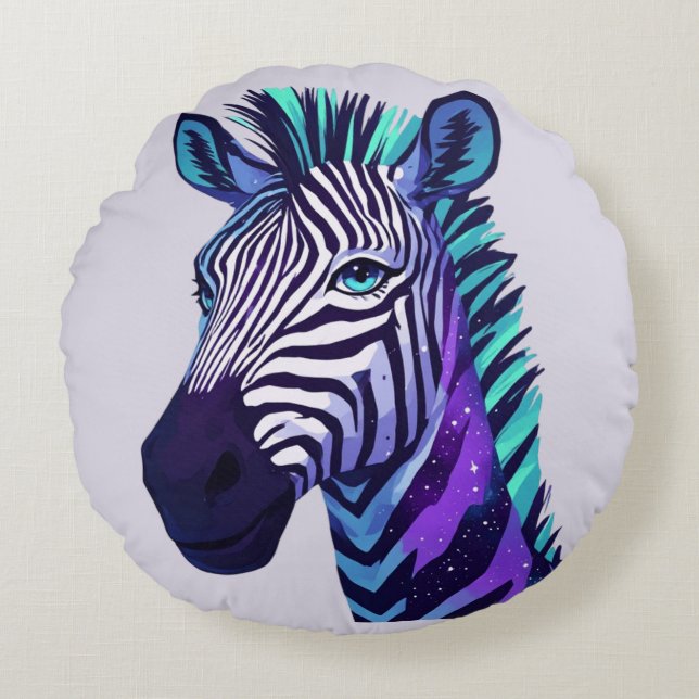 Almofada Redonda Zebra Espacial (Frente)