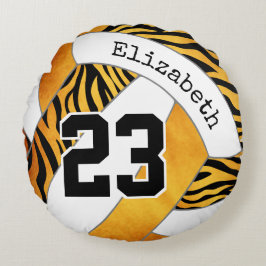 Almofada Redonda zebra listra ouro laranja voleibol personalizado