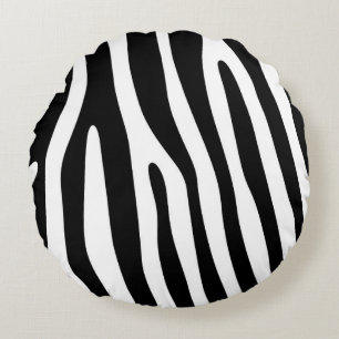 Almofada Redonda Zebra listra padrão preto & branco + suas ideias