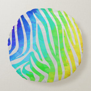 Almofada Redonda Zebra Rainbow e White Impressão