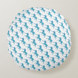 Almofada Redonda Zebra Silhouette Azul e Branco