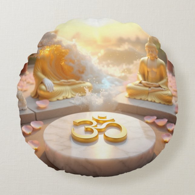 ALMOFADA REDONDA ZEN - BUDISMO - OM (Frente)