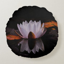 Almofada Redonda Zen White Lotus Flower