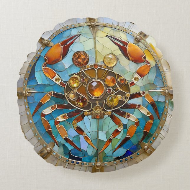 Almofada Redonda Zodiac - Cancer O Caranguejo (Frente)