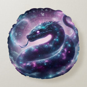Almofada Redonda Zodíaco da Galáxia da Serpente Cósmica Astrologia