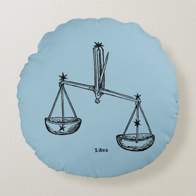 Almofada Redonda Zodíaco: Libra, 1482 (Frente)