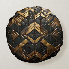 Almofada Redonda Zwart Goud Retro Kussen