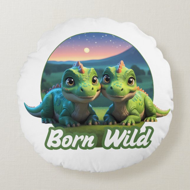 Almofada Redonda Zwei kleine Dinos - Born Wild  (Frente)