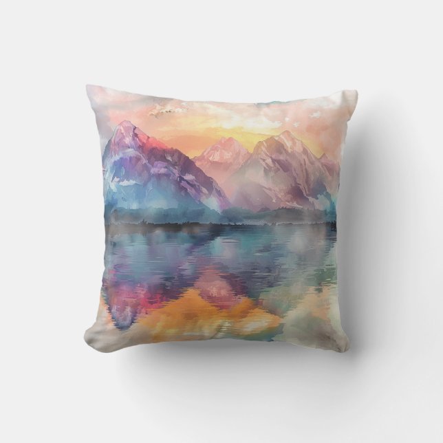Almofada Reflexão de Montanha - Travesseiro decorativo de A (Frente)