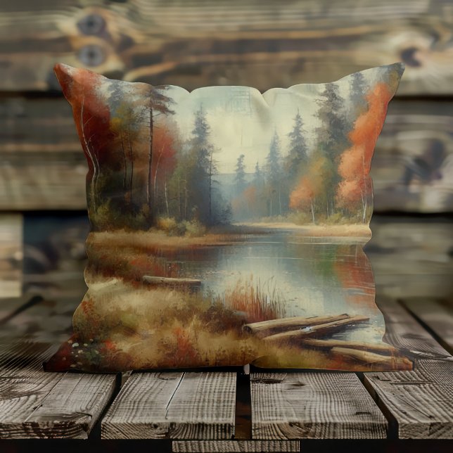 Almofada Reflexões da Floresta de Queda de ouro (Criador carregado)