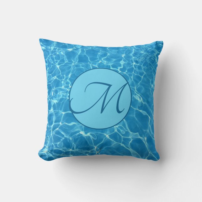 Almofada Reflexões de Água Azul Personalizadas (Frente)
