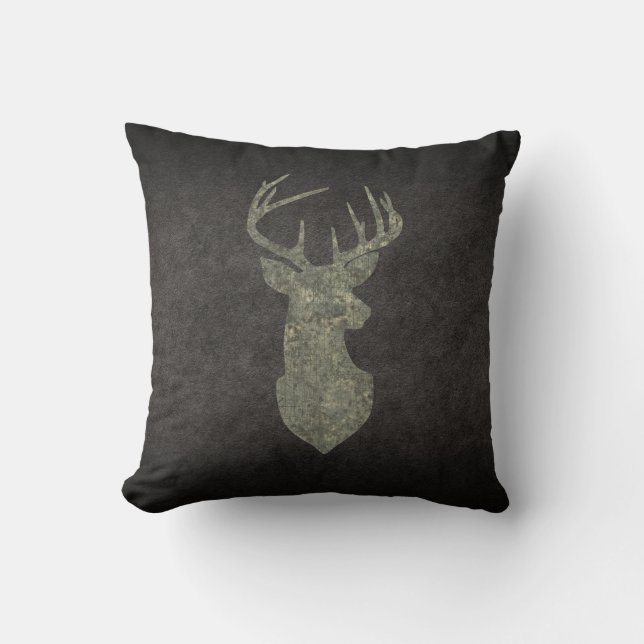 Almofada Regal Buck Trophy Deer Silhouette em Camouflage (Frente)