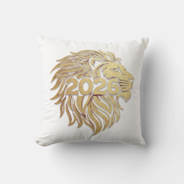 Almofada Regal Lion Head Emblem with 2026 and Gold Foil  (Frente)