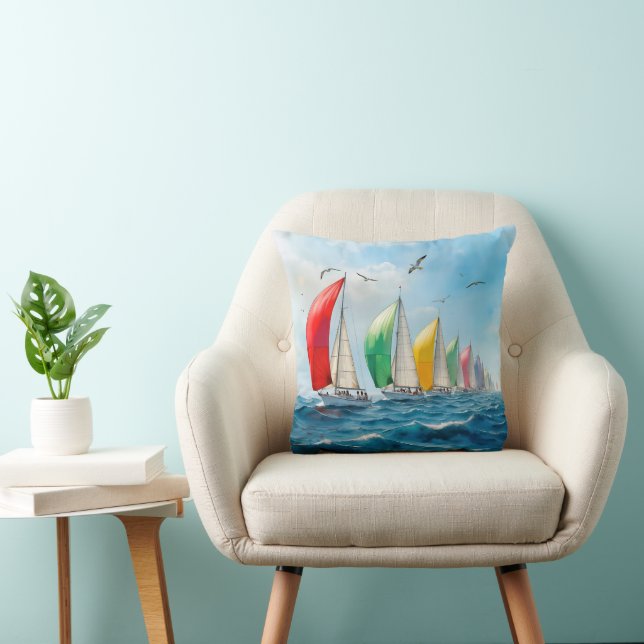 Almofada Regata de veleiros em alto mar (Cadeira)