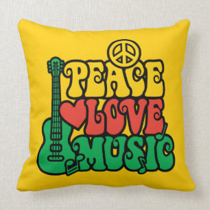 Almofada Reggae Peace Love Music