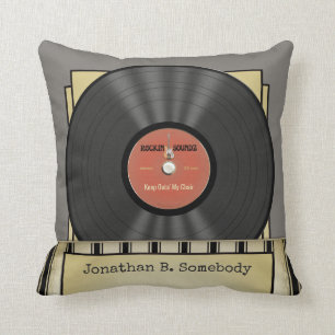 Almofada Registro de vinil retro engraçado da rocha