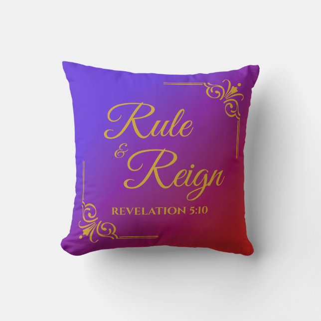 Almofada Regra e reinado 5:10 Revelação Vermelho e Roxo (Frente)
