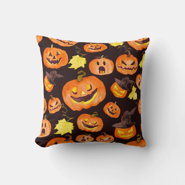 Almofada rei de abóbora de halloween (Frente)