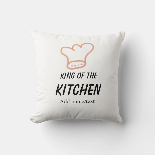 Almofada Rei do chef de cozinha adicionar nome coroa ha (Frente)