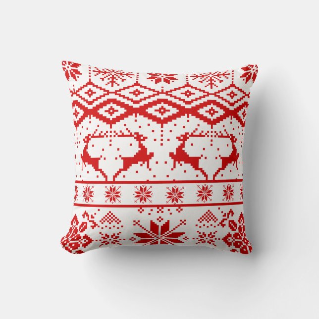 Almofada Reindeado Mingado de Natal Vermelho e Bonito (Frente)
