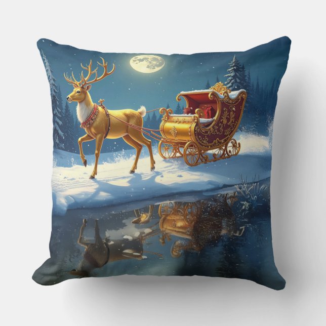 Almofada Reindeer Christmas Sleigh Holiday (Frente)